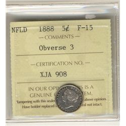 Nlfd 1888 5¢ Obv 3 ICCS F15.