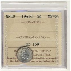Nlfd 1941c 5¢ ICCS MS64.