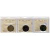 Image 1 : 1896 1¢, 1899 & 1905 ICCS AU50.  Lot of 3 coins.
