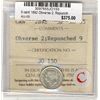 Image 1 : 1892 5¢ Obv 2 Repunched 9 ICCS AU55.  White with lustre.