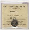 Image 1 : 1900 5¢ Round 0 ICCS EF45.  Greyish shades.