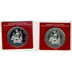 Bahamas 1973 First Day Cover with Proof Sterling Silver $10 Independence coin. Comes in original pac