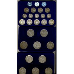 USA 1941 - 1945 World War II Coin Colections.  Lot includes 3 sets in blue velvet casings. First set
