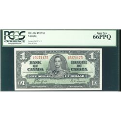 1937 $1 BC-21d #ZM5271175 PCGS GEM UNC66PPQ.  A great example.  Flashy.