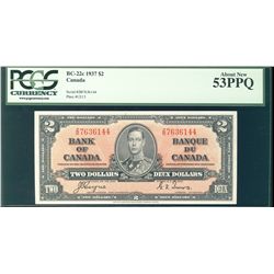 1937 $2 BC-22c #ZB7636144 PCGS AU53PPQ.  Scarce prefix.