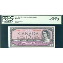 1954 $10 BC-32a Devil's Face #BD5668315 PCGS GEM UNC65PPQ.  A real Gem!