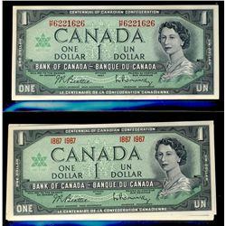 1967 $1 BC-45a(36) & BC-45b-i(50).  Lot of 86 notes all original AU/UNC notes.