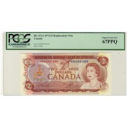 1974 $2 BC-47aA #*RE6951209 PCGS SUPERB GEM UNC67PPQ.  Impossible to improve on this one.