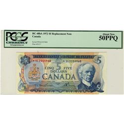 1972 $5 BC-48bA #*SL2255960 PCGS AU50PPQ.  Rare prefix.