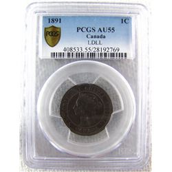 1891 1¢ LDLL PCGS AU55. Lustrous and quite attractive.