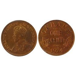 1924 1¢ ICCS MS65.  Wow example. Original with full red mint lustre.   Well struck with exceptional 