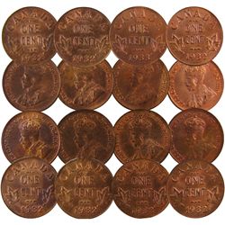 1932(7) 1¢ & 1933 UNC.  Lot of 8 coins all original in 2x2's all with sharp lustre and basicaly Red 