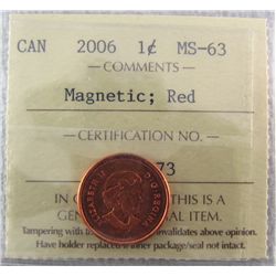 2006 1¢ Magnetic, ICCS MS63RD.