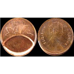 Undated 1¢ Elizabeth ERROR example. 40% Partial Brockerage.  UNC.