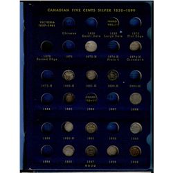 1872H 5¢ to 1920 incomplete Date Set (Whitman holder), includes 1872H, 1880H, 1882H, 1888, 1891, 189