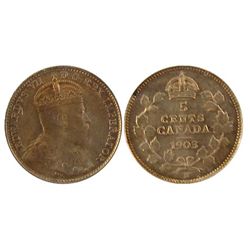 1903H 5¢ Sml H ICCS MS65.  Wow example. Fully lustrous with a hint of golden toning.  Well struck wi