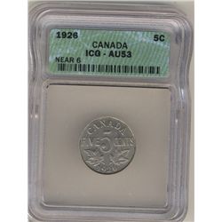 1926 5¢ Nr ICG AU53.