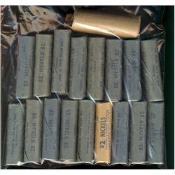 1965 5¢ BU Rolls;  Lot of 16 original rolls & 1967(1).  All in Royal Bank of Canada wraps with excep