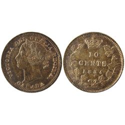 1884 10¢ ICCS MS64.  Superb golden to russet shades with strong underlying lustre.  Extremely rare i