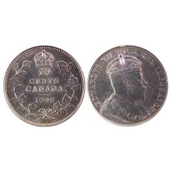 1902 10¢ AU/UNC with lustre and nice tone.