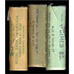 1965(2) 10¢ & 1966 BU rolls.  Lot of 3 original bank rolls.  Unopened and unsearched rolls.