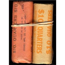 1965 25¢ & 1966 BU Rolls.  Original rolls wrapped by The Royal Bank of Canada.  Lot of 2 rolls.  Uno