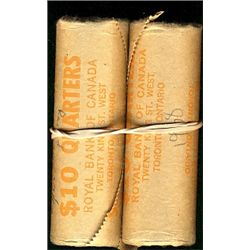 1967 25¢ & 1968 Silv BU Rolls.  Original rolls wrapped by The Royal Bank of Canada.  Lot of 2 rolls.