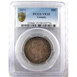 1871 50¢ PCGS VF35. Lightly toned.