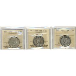 1916 50¢, 1920 50¢ Nar & 1931 ICCS V12.  Lot of 3 coins.