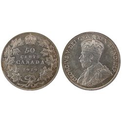 1919 50¢ Lustrous white AU.