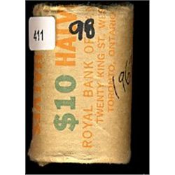1967 50¢ BU Roll.    Original roll wrapped by The Royal Bank of Canada.  Unopened and unsearched rol