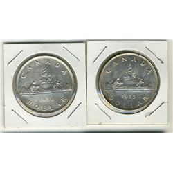 1935 $1 & 1938 UNC with lustre.  1938 lightly cleaned.