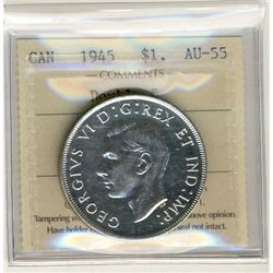 1945 $1 Double 5 ICCS AU55.