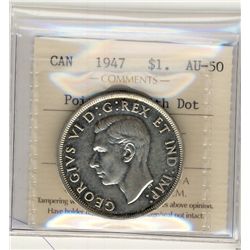 1947 $1 Ptd Dot ICCS AU50.