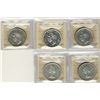 Image 1 : 1949 $1, 1952 NWL, 1952, 1955 Arnp & 1957 all ICCS MS60.  Lot of 5 coins with 1955 designated cleane