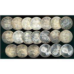 1965 $1 BU Roll.  Lot of 20 coins in plastic Tube.  All lustrous and some with tones.  UNC to MS.
