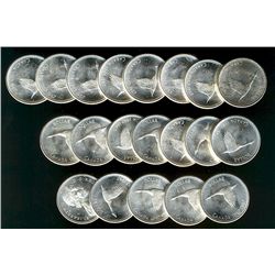 1967 $1 BU Roll.  Lot of 20 coins in plastic Tube.  All brilliant/lustrous, some with tones.  UNC to