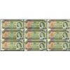 Image 1 : 1969 $20 BC-50a/50b MILLION Set #1000000 to #9000000.  Lot of 9 notes, all choice AU to Choice UNC. 