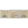 Image 1 : 1939 10¢ MS63, 1943 & 1951 MS64.  Lot of 3 ICCS graded coins.