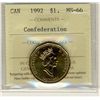 Image 1 : 1992 $1 Confed ICCS MS66.
