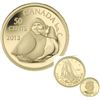 Image 1 : RCM Lot; includes 2011 1/25oz Gold Goose, 2012 Bluenose, Caribou & 2012 1¢ issue.  Lot of 4 gold coi
