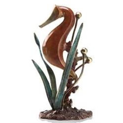 SINGLE SEAHORSE BRONZE SCULPTURE