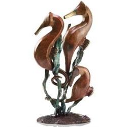 TRIPLE SEAHORSES BRONZE SCULPTURE