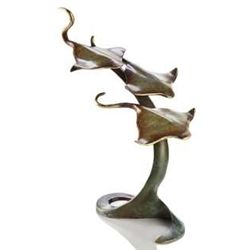TRIPLE STING RAYS BRONZE SCULPTURE