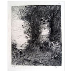 Jean-Baptiste Corot Etching "Environ de Brest"