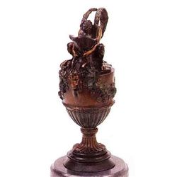 "NUDE BOY ON VASE" BRONZE SCULPTURE - MENE