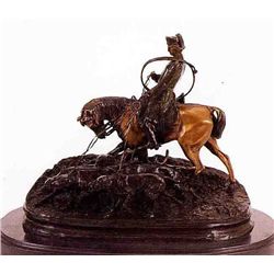 "HUNT SCENE" BRONZE SCULPTURE - MENE