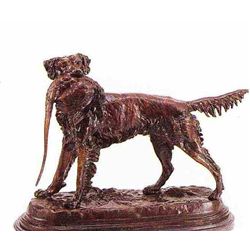 "SETTER WITH BIRD" BRONZE SCULPTURE - MOIGNIEZ