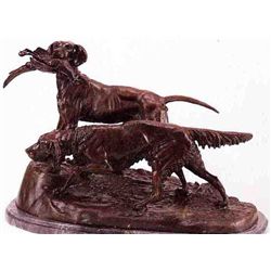 "SETTER & POINTER" BRONZE SCULPTURE - MASSON