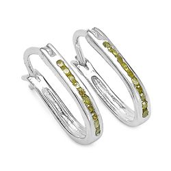 Yellow Diamond & Sterling Silver Earrings.